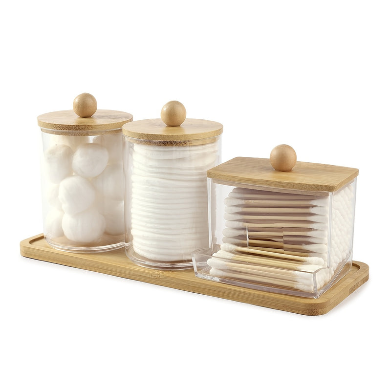 Conjunto de 3 Jarras Acrílicas com Tampas de Bambu