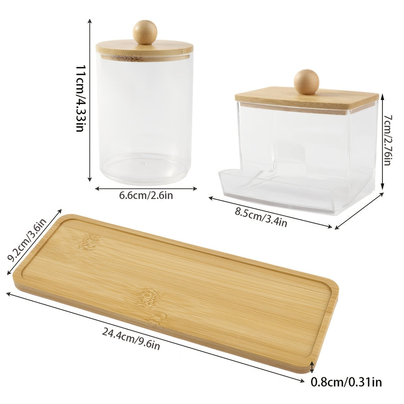 Conjunto de 3 Jarras Acrílicas com Tampas de Bambu