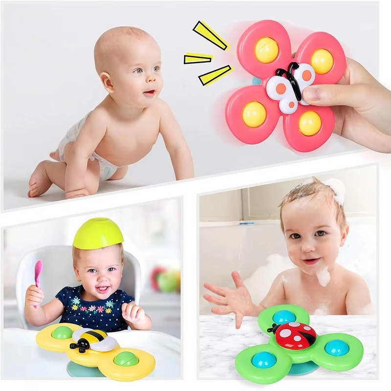 Conjunto de 3 Brinquedos Giratórios com Ventosa