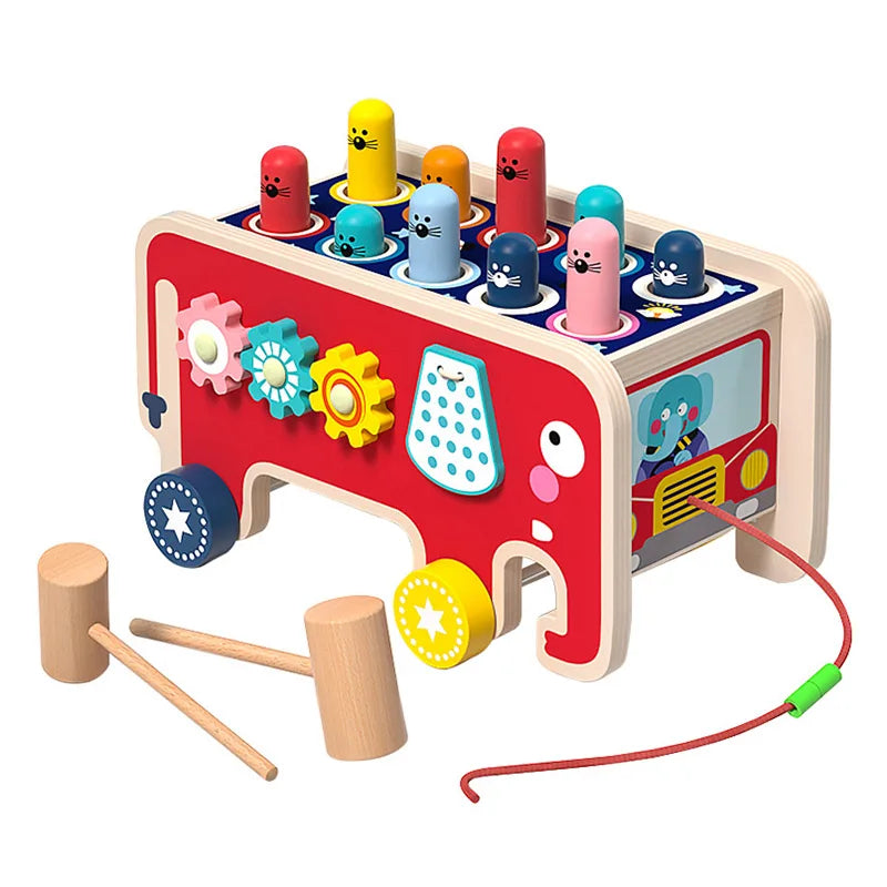 Jogo de Martelar Elefante de Madeira