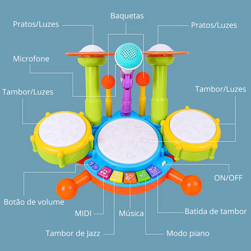 Conjunto de Bateria Musical para Crianças