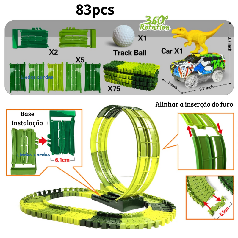 Pista Flexível com Carro Elétrico Dinossauro