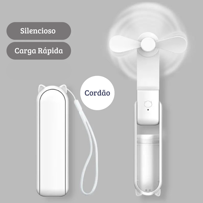 Ventilador Portátil Mini Dobrável - Recarregável via USB com Função Power Bank