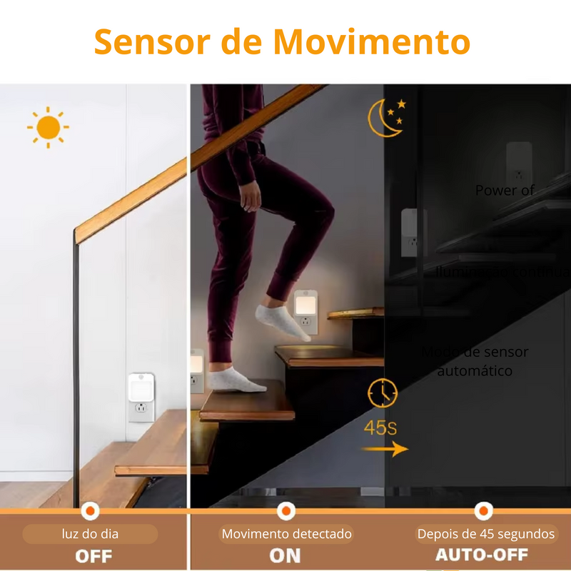 Luz Noturna com Sensor de Movimento e LED