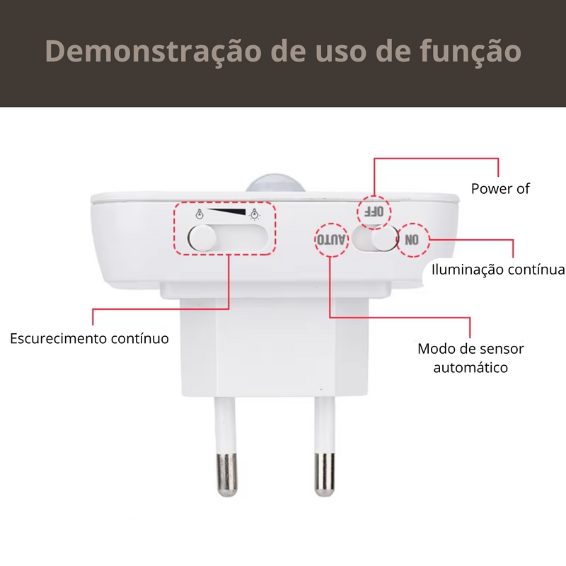 Luz Noturna com Sensor de Movimento e LED