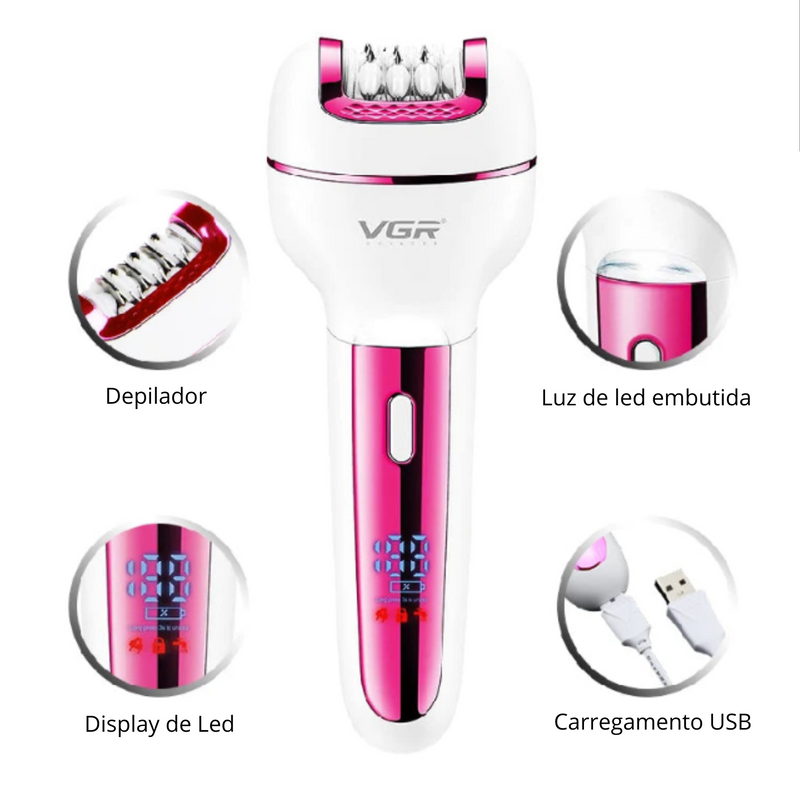Depilador Elétrico 3 em 1 VGR V-732 - Modelo Feminino
