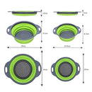 Conjunto de 2 Cestos de Drenagem Dobráveis de Silicone - Escorredores para Frutas, Vegetais e Massas