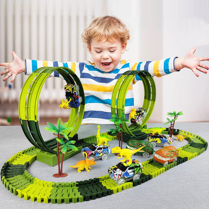 Pista Flexível com Carro Elétrico Dinossauro