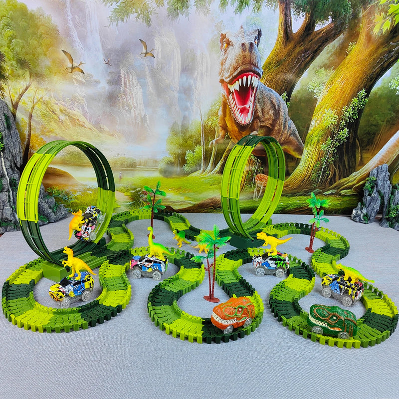 Pista Flexível com Carro Elétrico Dinossauro