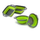 Conjunto de 2 Cestos de Drenagem Dobráveis de Silicone - Escorredores para Frutas, Vegetais e Massas