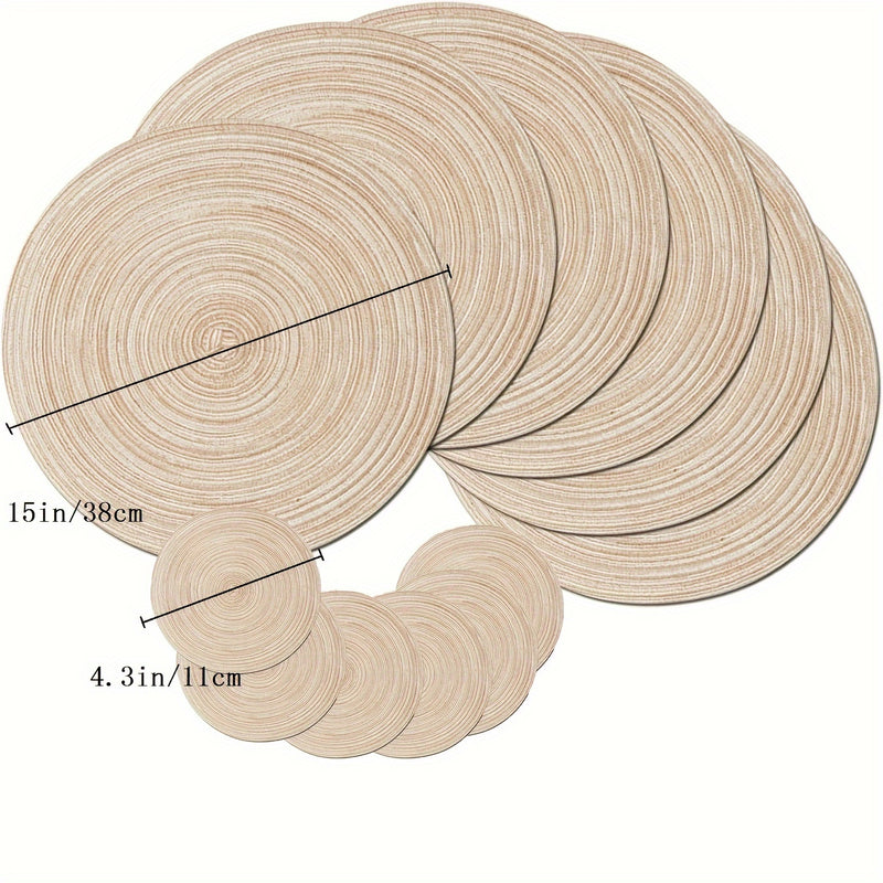 Conjunto de 12 Placemats Redondos Trançados