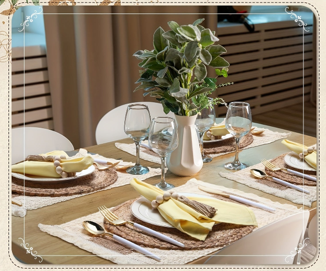 Conjunto de 4 Placemats Boho Macramê